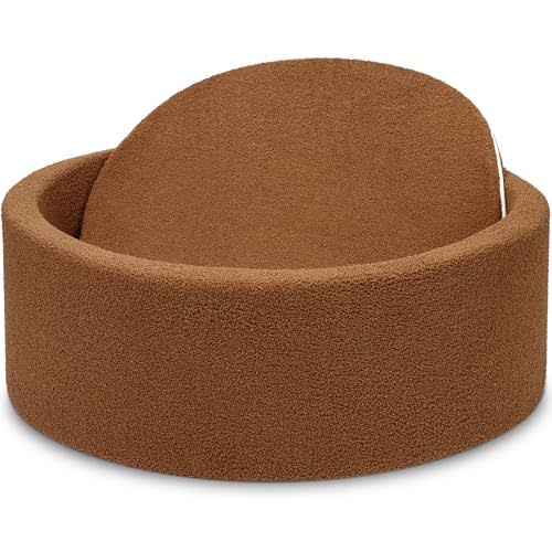 Imitation Teddy Colours Foam Ball Pit 35.4"x 11.8" Soft Round Playpen for Toddlers Dogs Cats with Soft Memory Sponge for Babies Indoor and Outdoor Game Brown (Balls not Included)