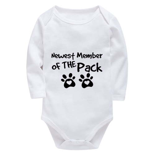 Newest Member Of The Pack Neutral Newborn Baby Clothes Long Sleeve Baby Girl Homecoming Outfit Newborn White 0-3 Month Baby
