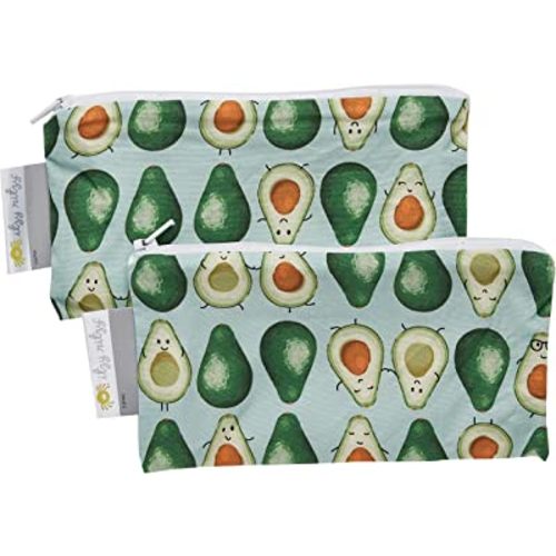 Itzy Ritzy Reusable Mini Snack Bags – 2-Pack of 3.5” x 7” BPA-Free Snack Bags are Food Safe & Washable for Storing Snacks, Pacifiers and Makeup in a Diaper Bag, Purse or Travel Bag, Guac Star