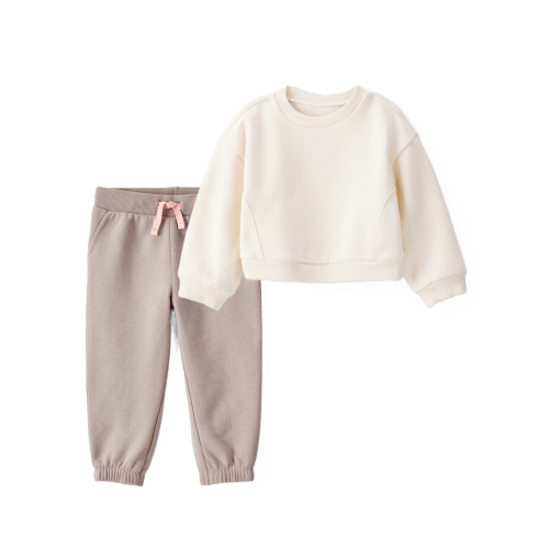 Baby Girl 2-Piece DayDream Fleece Pullover Sweatshirt & Joggers Set - White/Brown | Carter's