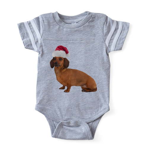 CafePress - FIN Santa Dachshund TRANS - Cute Infant Baby Football Bodysuit