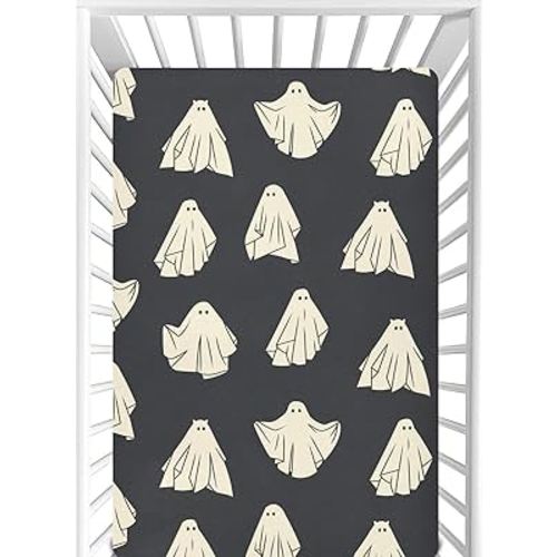 CaTaKu Ghosts Cute Spooky Crib Sheets for Girls Boys,Baby Crib Fitted Sheets for Mini Crib and Toddler Mattress, Soft Baby Nursery Bed Sheets Neutral 28"x 52"