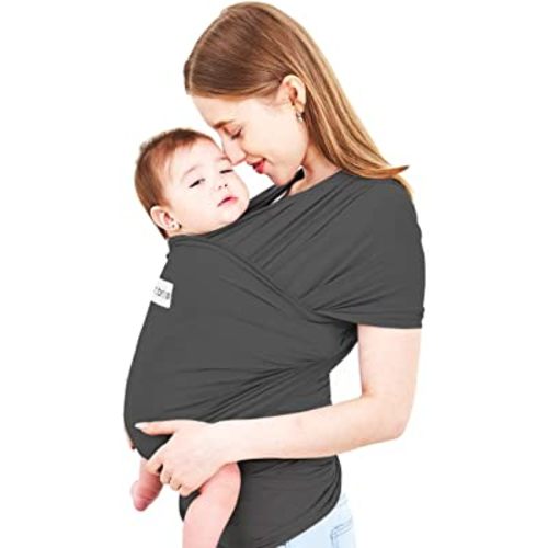 Acrabros Baby Wrap Carrier,Hands Free Baby Carrier Sling,Lightweight,Breathable,Softness,Perfect for Newborn Infants and Babies Shower Gift,Charcoal Grey