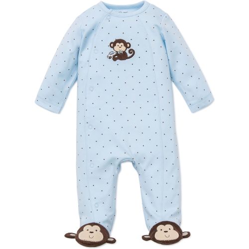 Little Me Footie Pajamas Cotton Baby Sleepwear Boys and Girls Footed Sleeper - 6 Months - Little Monkey