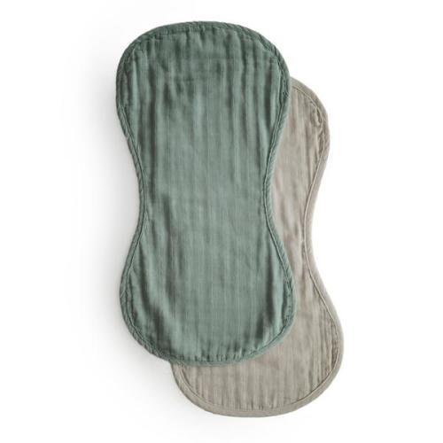 Muslin Burp Cloth Organic Cotton 2-Pack (Roman Green/Fog) – mushie