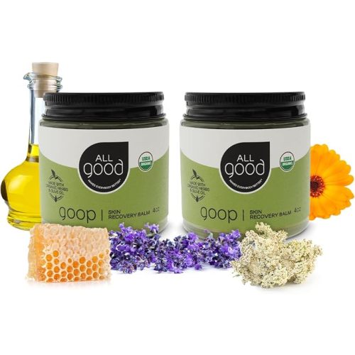 All Good Goop Organic Skin Care Recovery Balm - All Purpose Ointment w/Calendula, Lavender, Beeswax - Chafing Cream, Dry Skin Salve, Cracking Lip Moisturizer - Soothes, Hydrates & Calms - 2oz