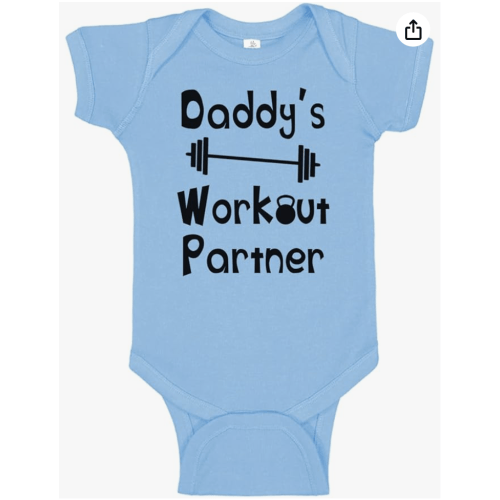 Reaxion Handmade Funny Baby Boy Girl Mommy's or Daddy's Workout Partner Bodysuits Clothes- 6 Months