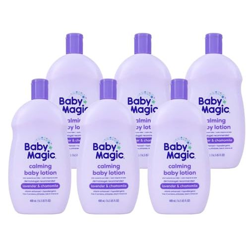 Baby Magic Calming Lotion, Lavender & Chamomile, (6 Pack) 16.5 Fl Oz | Nourishing Face and Body Lotion, Helps Comfort & Relax, Vitamin Enhanced, Dermatologist Recommended, Hypoallergenic