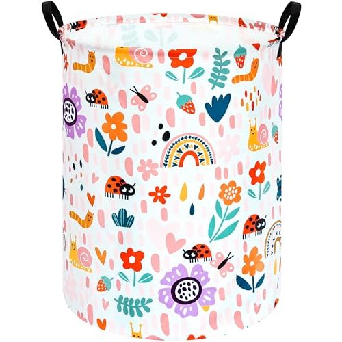 HUAYEE 19.7 Inch Insect Series Childrens Bedroom Laundry Hamper Storage Basket Fabric Material Organization Basket, Storage Bin, Toy Box,Gift Basket with Handles for Room, Large, Ladybug
