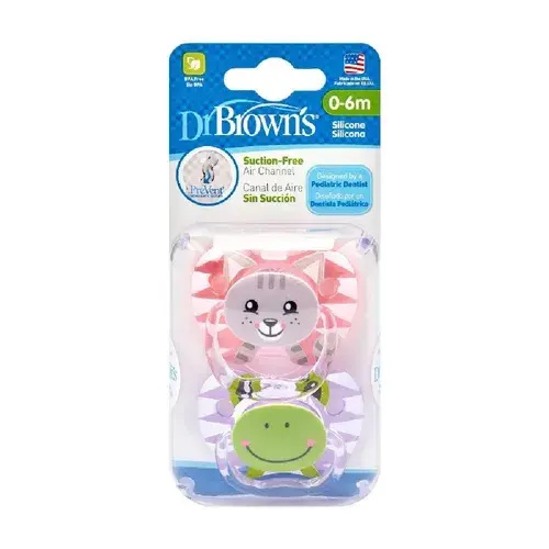 Dr Browns Prevent Printed Soother Stage 1 Girl 2 Pack | Baby Bunting AU
