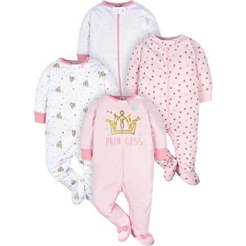 Gerber Baby Girls 4-Pack Sleep 'N Play Footie