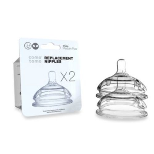 comotomo® Replacement Nipples in Medium Flow for Ages 3-6 Months (2-Pack) - CLEAR - NIPPLES