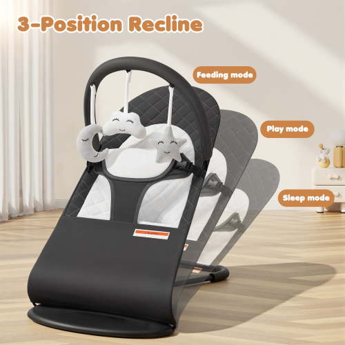kmaier Baby Swing and Bouncer Combo, Adjustable Recline, Portable Design, 0-18 Months, Dark Gray