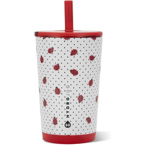 HydroJug Everyday Tumbler 14 oz, Ceramic-Lined Straw Cup, Ladybug