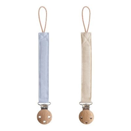Linen Pacifier Clip 2-Pack Powder Blue/Shifting Sand One Size