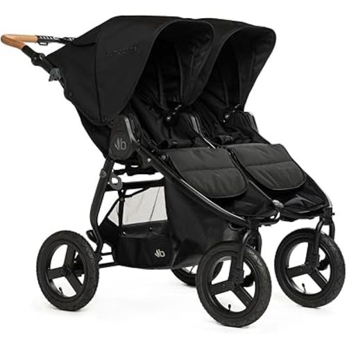 Bumbleride Indie Twin Double Stroller - Side-by-Side Seating with Narrow Design, Smooth Air-Filled Ride, Compact Fold, UPF 45+ Canopy & PFAS-Free - Black