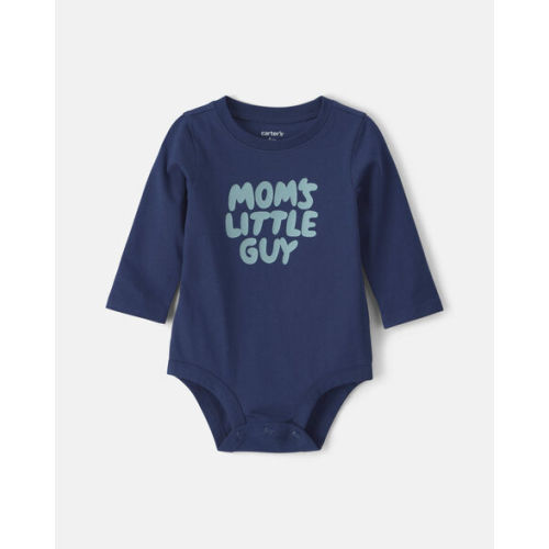 Baby Boy 'Mom's Little Guy' Long-Sleeve Graphic Bodysuit - Navy Blue | Carter's