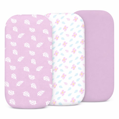 Bublo Baby 3-Pack Organic Cotton Bassinet Fitted Sheets, 32x16x4 – Fits Halo, Snoo, Graco, Dream On Me, Delta – Soft, Breathable Sheets for Oval, Hourglass & Rectangular Bassinet Pads