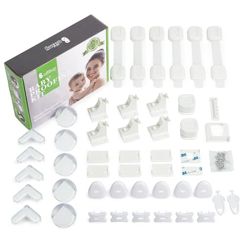 Baby Proofing Kit 44 Pack– Child Proof Essentials Set with Magnetic Cabinet Locks, Corner Protectors, Outlet Covers & Adjustable Safety Straps - No Drill Baby Safety Products for Home