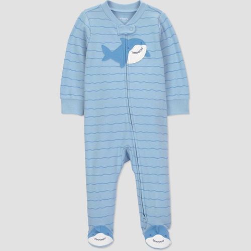 Carter's Just One You® Baby Boys' Striped Shark Sleep N' Play - Blue Newborn