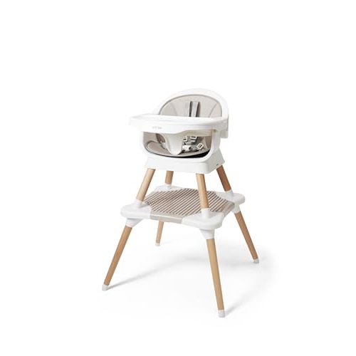 Kyrise 5-in-1 High Chair for Baby & Toddler - Convertible Baby Dining Seat - Portable Floor/Booster Seat - Adjustable Tray w. Cover - 5-Point Harness - Building Block Table & Chair - Stool (White)