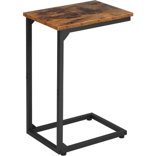 AMHANCIBLE C Shaped End Table, Slide Under Couch Table for Sofa