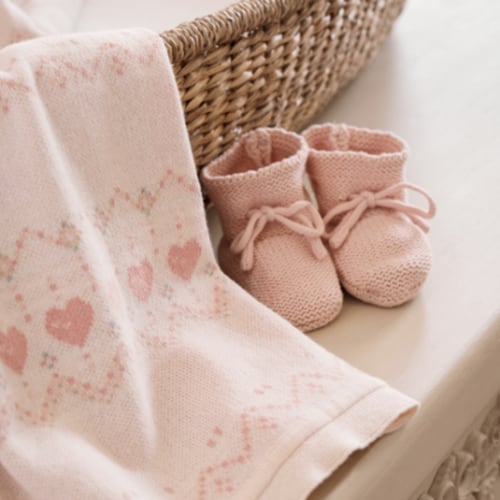 Pale Pink Garter Knit Baby Booties