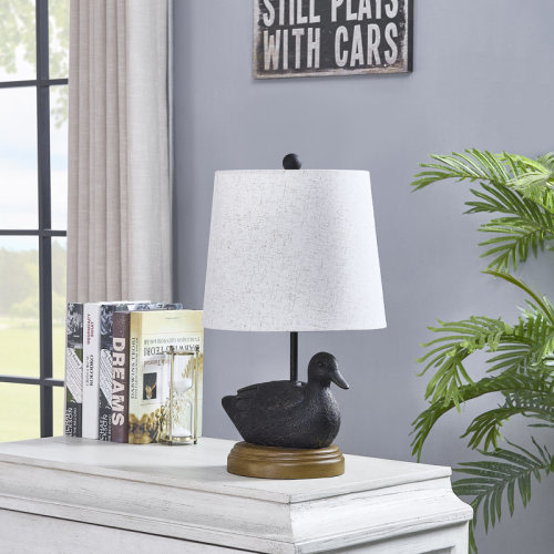 Ophelia & Co. 21"H Black Resin Duck Table Lamp With Shade | Wayfair