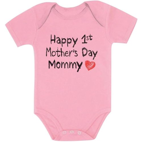 Tstars Happy 1st Mothers Day Mommy Baby Boy Girl Outfit Gift for New Mom First Mother's Day Newborn Infant Bodysuit