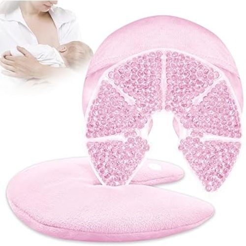 Hot Cold Gel Bead Breast Therapy Pack,Breast Ice Packs for Breastfeeding,Relief for Breastfeeding,Nursing Pain, Mastitis,Engorgement,Plugged Ducts, Boost Milk Let-Down & Production(#19 Pink)