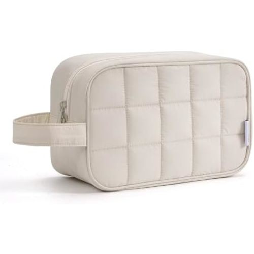Narwey Puffy Travel Toiletry Bag for Traveling Women Girl, Travel Bag for Toiletries, Cute Travel Makeup Bag Organizer, Quilted Cosmetic Bag Make Up Skincare Medicine Bags