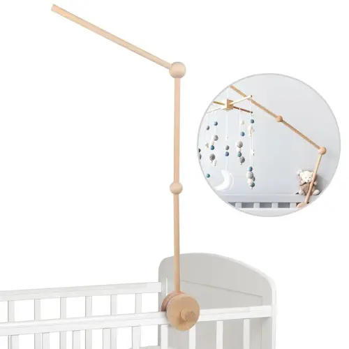 Wooden Baby Crib Mobile Arm - Baby Mobile Hanger Arm (33 inch, Natural Beech Wood) -Mobile Arm for Crib, Mobile Holder for Crib, Baby Girl Nursery Decor(Wooden Color 1)