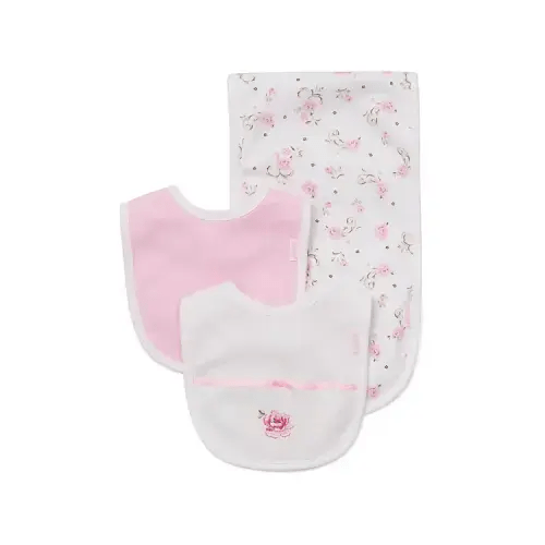 Girls' Rose Bibs & Burp Cloth Set - Baby