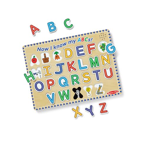 Melissa & Doug Wooden Alphabet Sound Puzzle - Wooden Puzzle with Sound Effects (26 pcs) - FSC Certified