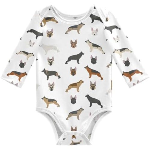 vvfelixl Baby Bodysuits Black Pug White Long Sleeve Cotton Baby Clothes For Boys Girls 0-24 Months