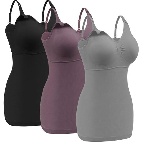 Angelhood Maternity Nursing Tank Tops for Breastfeeding,Womens Nursing Maternity Cami Built in Bra Sleep Bra