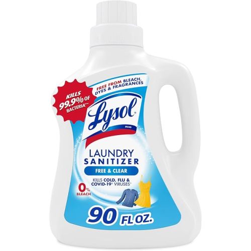 Lysol Laundry Sanitizer Liquid, Detergent Additive, Free & Clear, 90oz