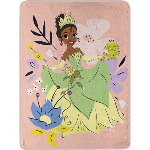 Northwest Princess and The Frog Micro Raschel Throw Blanket, 46" x 60", Blossoming Tiana
