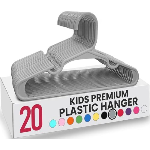 Utopia Home 20 Pack Kids Hangers - 11.5 Inch Plastic Baby Hangers for Closet - Childrens Hanger for Clothes & Infant Hanger for Closet - for Everyday Standard Use (Gray)