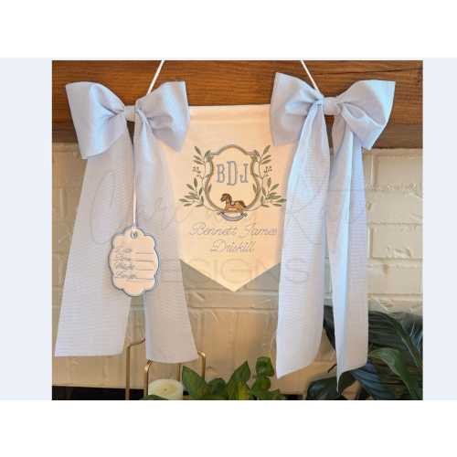Embroidered Baby Name Banner, Baby Birth Announcement, Baby Boy Hospital  Sign, Baby Shower, Newborn Photo Prop