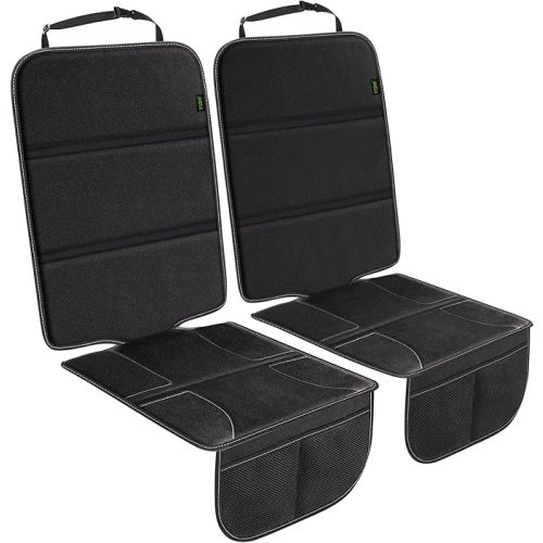PIDO Car Seat Protector for Child Car Seat, 2 Pack Carseat Protector with Thick Padding and Storage Pockets, Waterproof Protection Cover Mat for Vehicle Leather Upholstery
