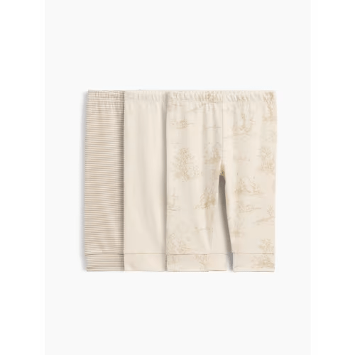 Baby First Favorites Organic Cotton Pull-On Pants (3-Pack) - Khaki, 0-3M