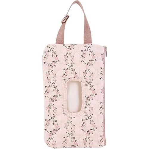 Quilted Wipe and Diaper Pouch, Refillable Baby Wipes Dispenser for Stroller, Hanging Wet Wipe Holder, Portable Dry and Wet Tissue Storage Bag with Zipper