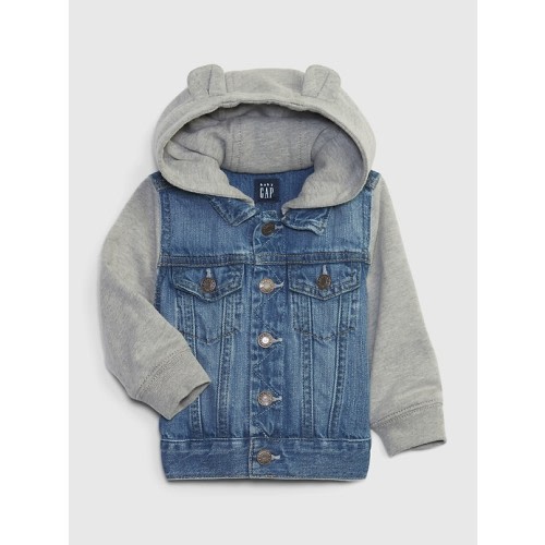 Baby Icon Denim Hoodie Jacket, size: 0-6 M