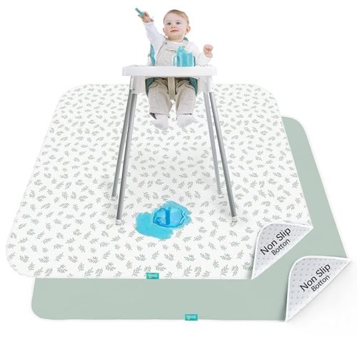 Biloban Baby Splat Mat 2 Pack for Under High Chair & Arts & Crafts & Eating Mess, 46 x 42 Inch Waterproof and Washable Spill Mat, Anti-Slip Floor Protector