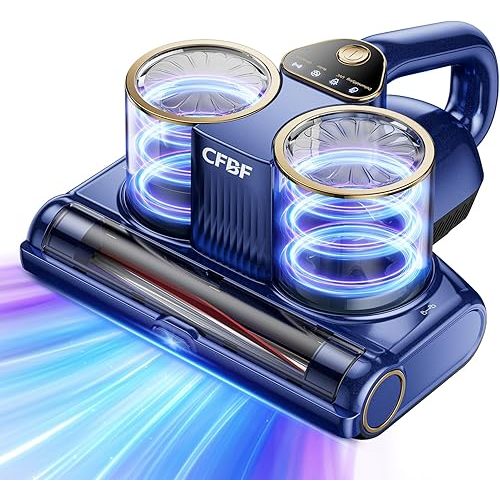 CFBF Mattress Vacuum Cleaner, Bed Vacuum Cleaner with 16Kpa Suction 253.7nm UV-C Light, Ultrasonic & High Heating, 500W Powerful Double-Cup Handheld Vacuums for Bed, Sofa, Couch, Crib, 16.4FT Corded