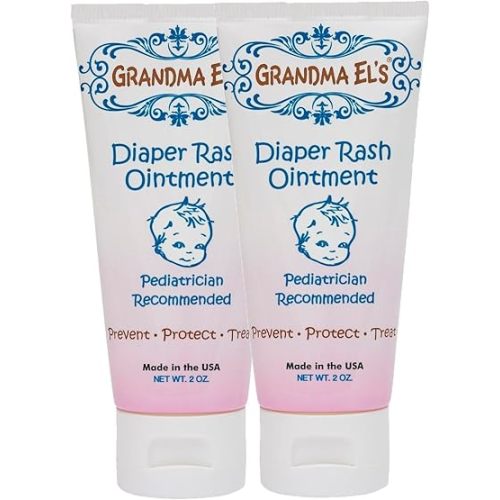 Grandma El’s Diaper Rash Ointment – Gentle Protection & Relief for Baby’s Delicate Skin – Pediatrician-Approved Moisturizing Barrier – Safe for Cloth & Disposable Diapers – 2oz, 2-Pack