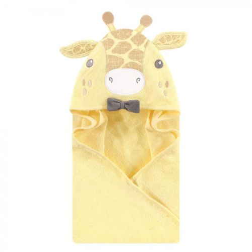 Hudson Baby Unisex Baby Cotton Poly Animal Face Hooded Towel, Bowtie Giraffe, One Size