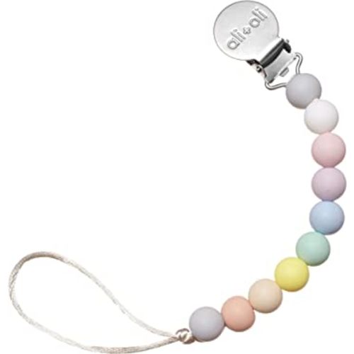 Ali+Oli Silicone Pacifier Clip for Baby (Thin Pastel) 100% Food-Grade BPA Free Newborn Pacifier Holder Infant Binky Clip for Baby Boy or Girl