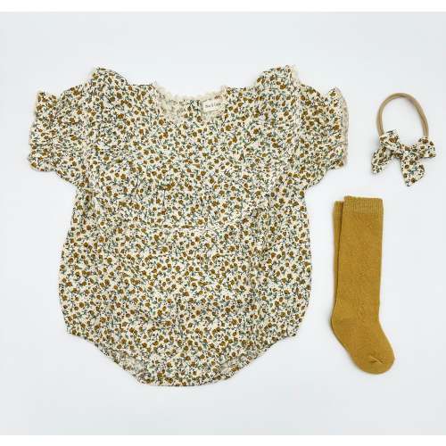 Maisie Mustard Floral Romper – Olive and Cradle